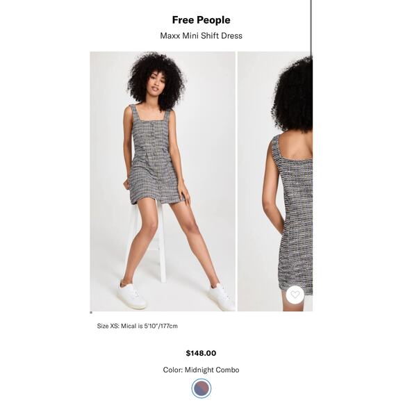 Free People Maxx Tweed Mini Shift Academia Dress - Size Small - Picture 12 of 14